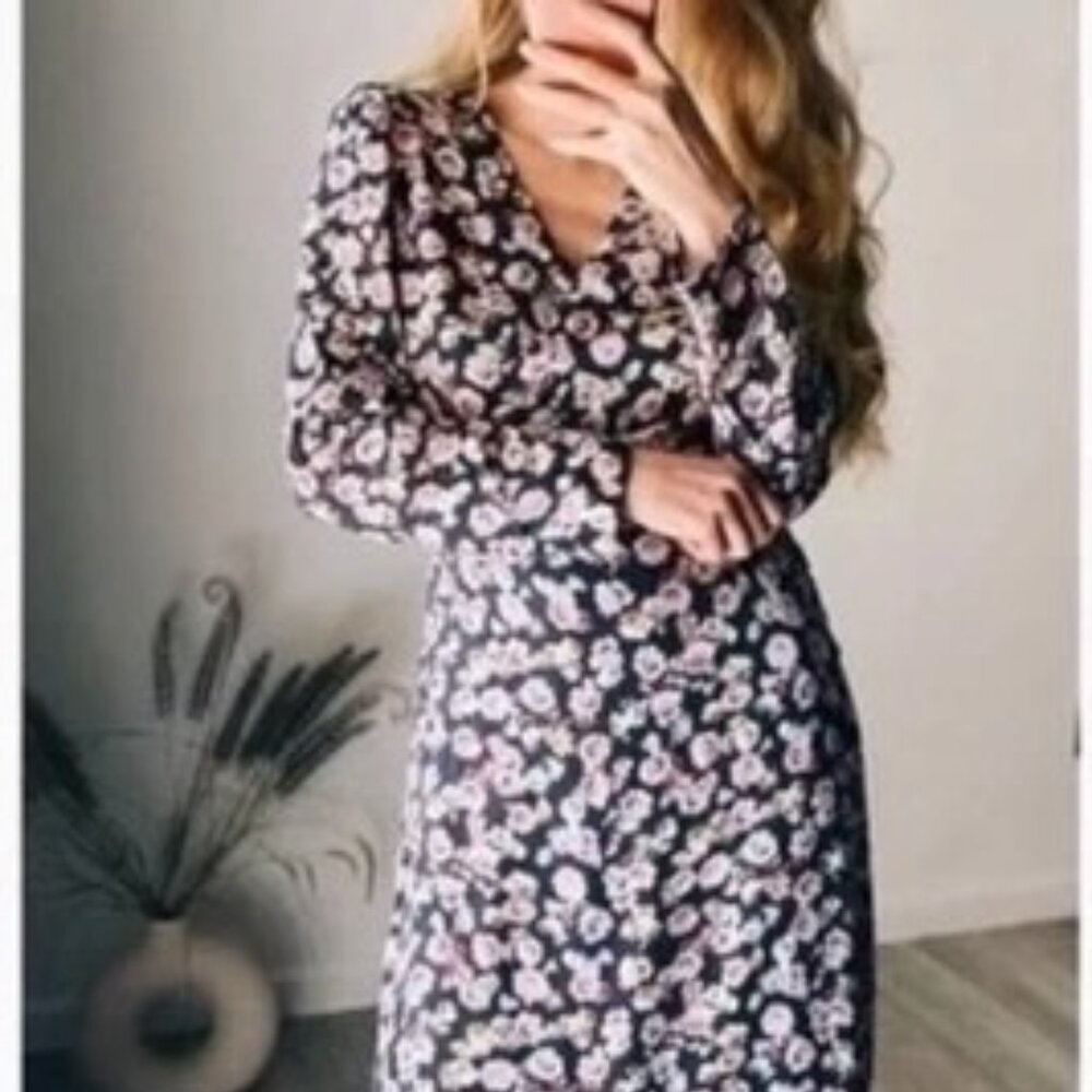 H&M Wrap Floral Print Dress, size XL